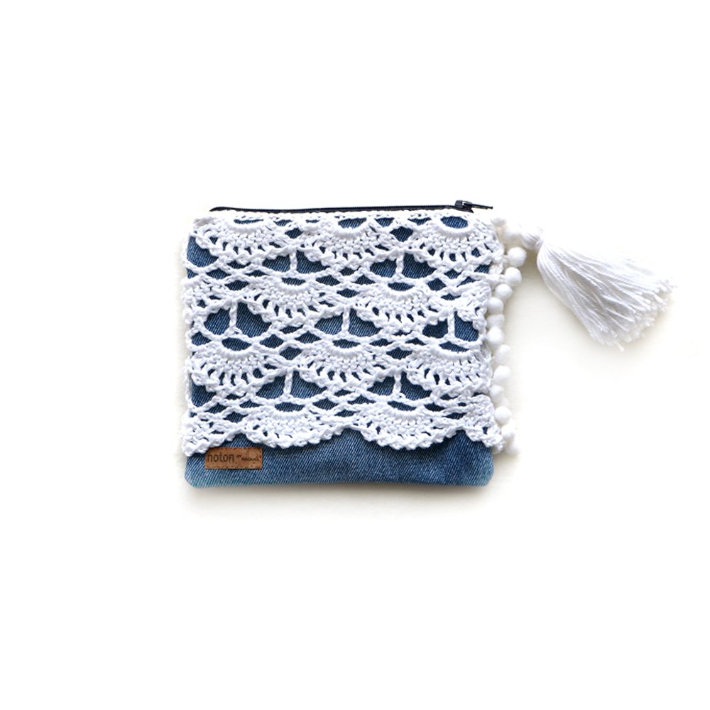 Bolsa Pouch Vora – Denim & White - Image 3