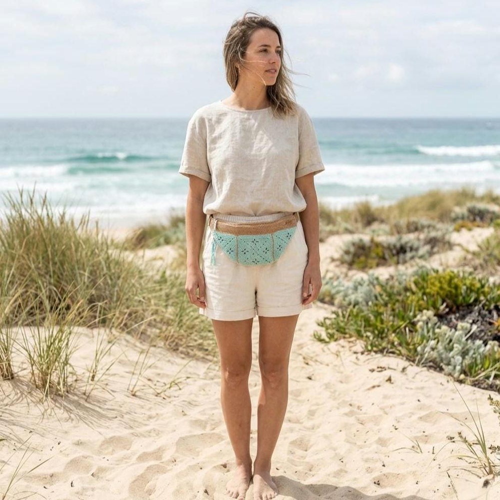 Fanny Pack ALBA — Azul Água e Bege - Image 2