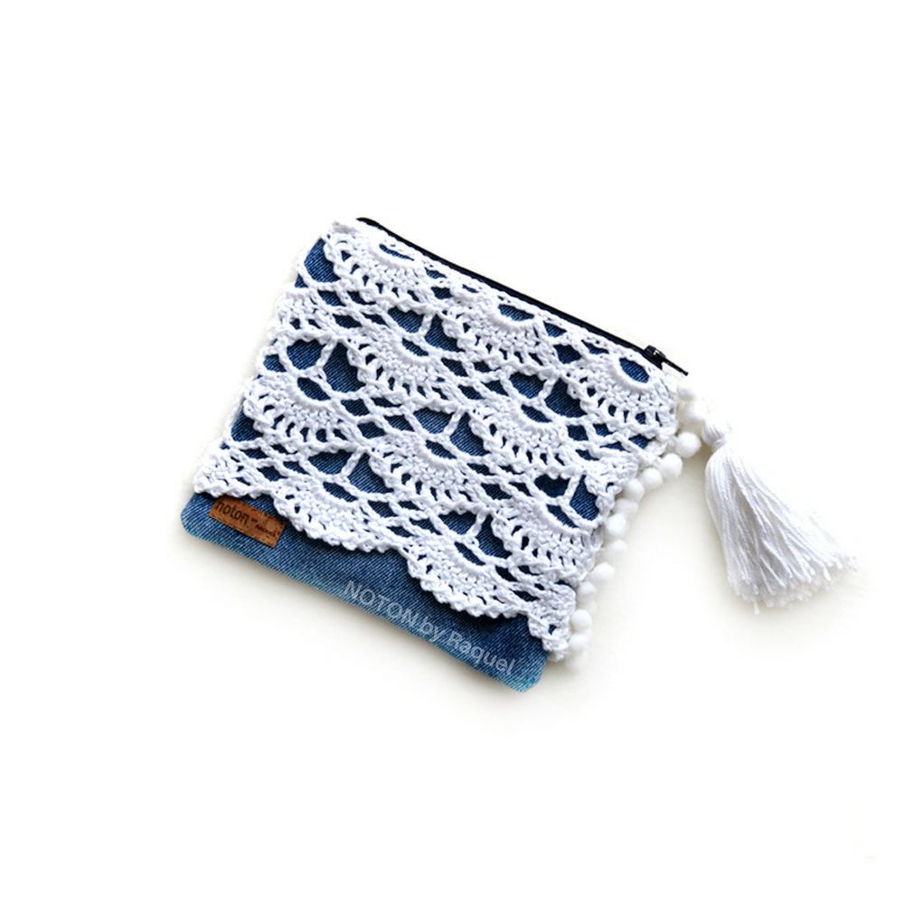 Bolsa Pouch Vora – Denim & White - Image 2