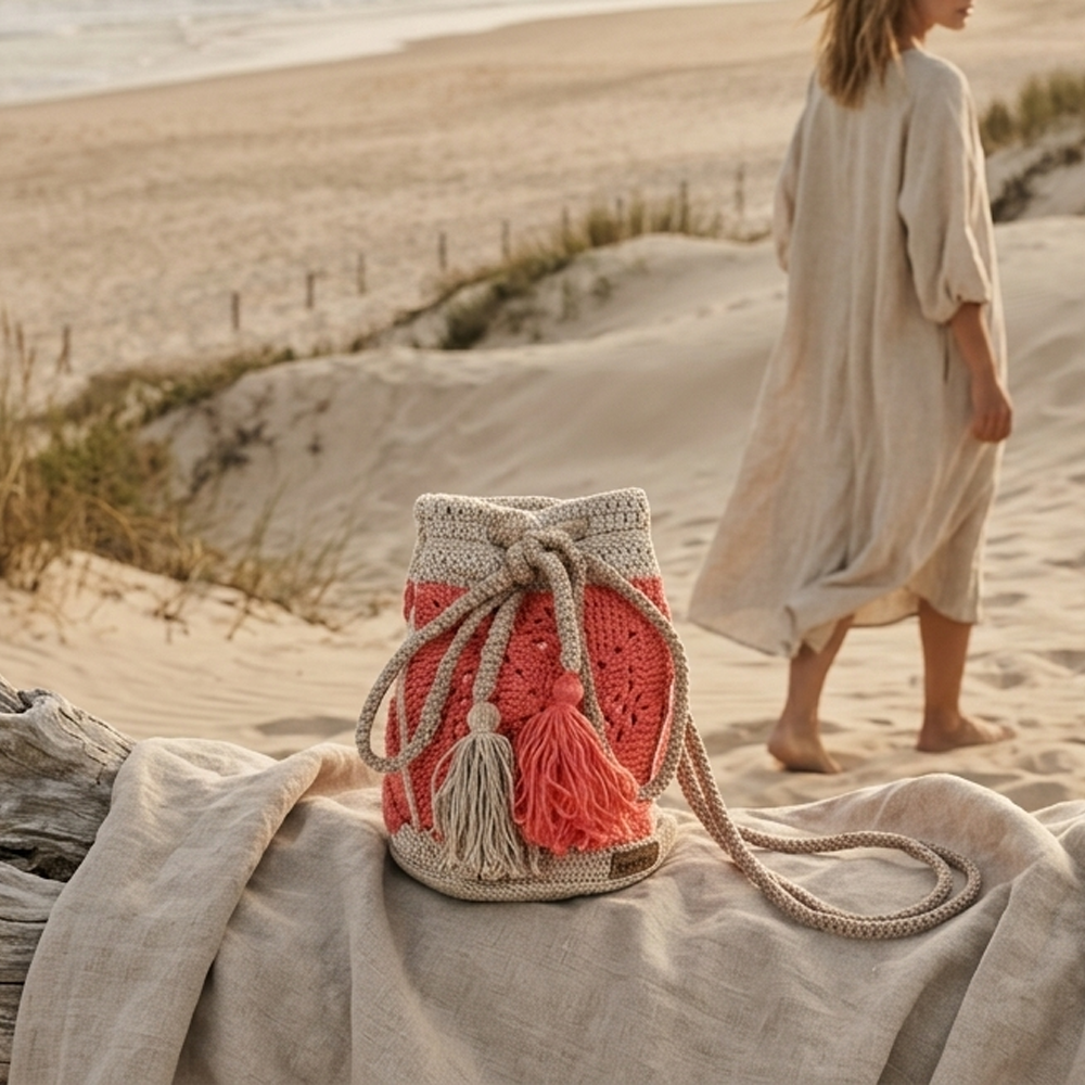 Mala Bucket ALBA — Pink e Bege - Image 8