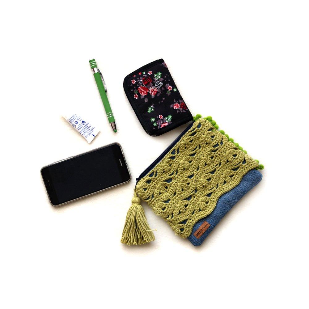 Vora Pouch Bag — Denim & Olive Green - Image 7