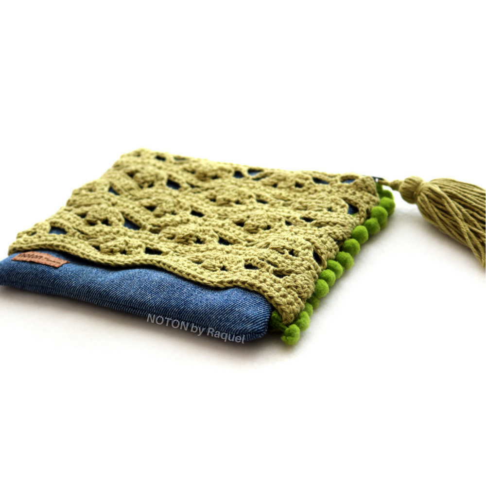 Vora Pouch Bag — Denim & Olive Green - Image 3