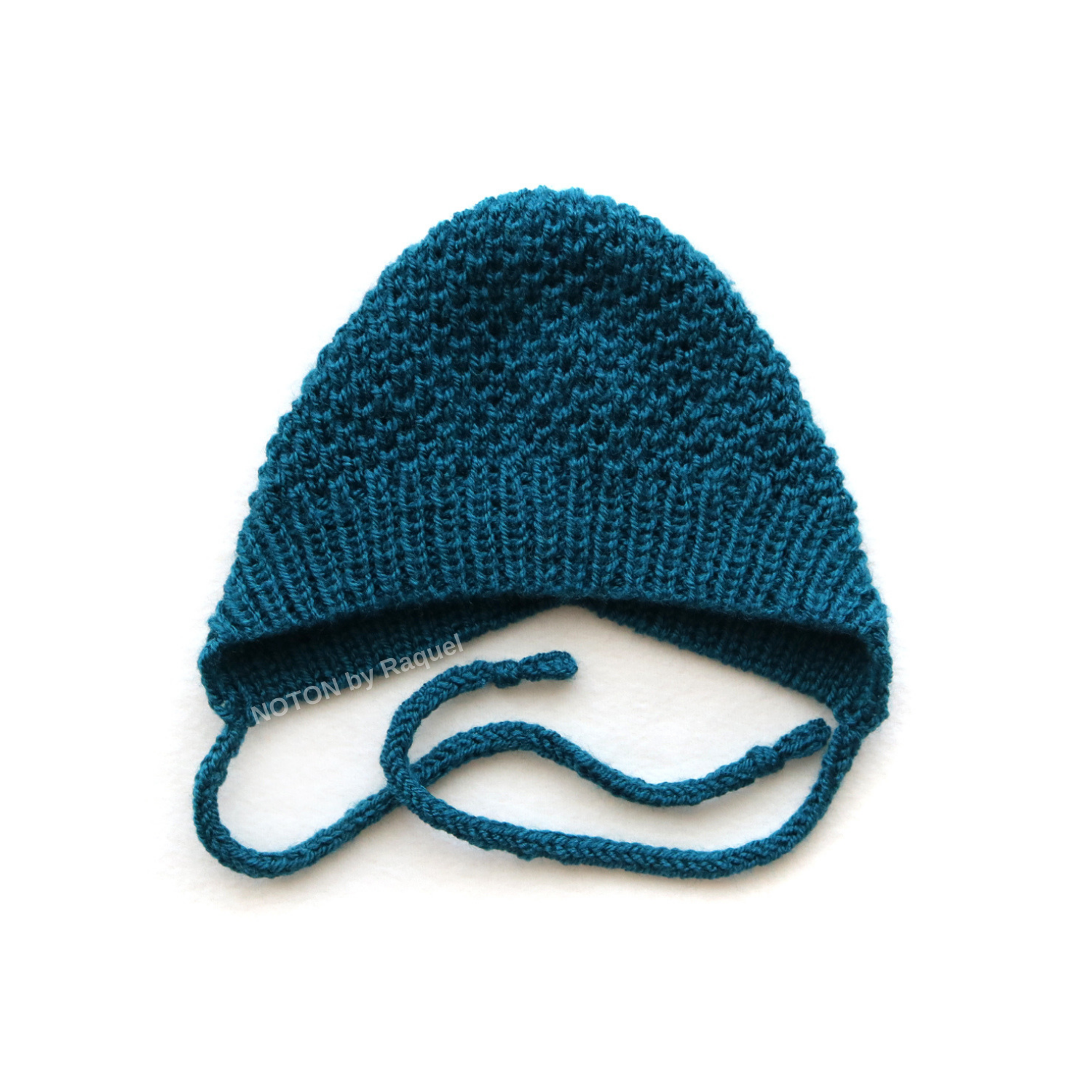 Touca de inverno para bebé em tricot artesanal na cor azul teal NOTON by Raquel KIDS