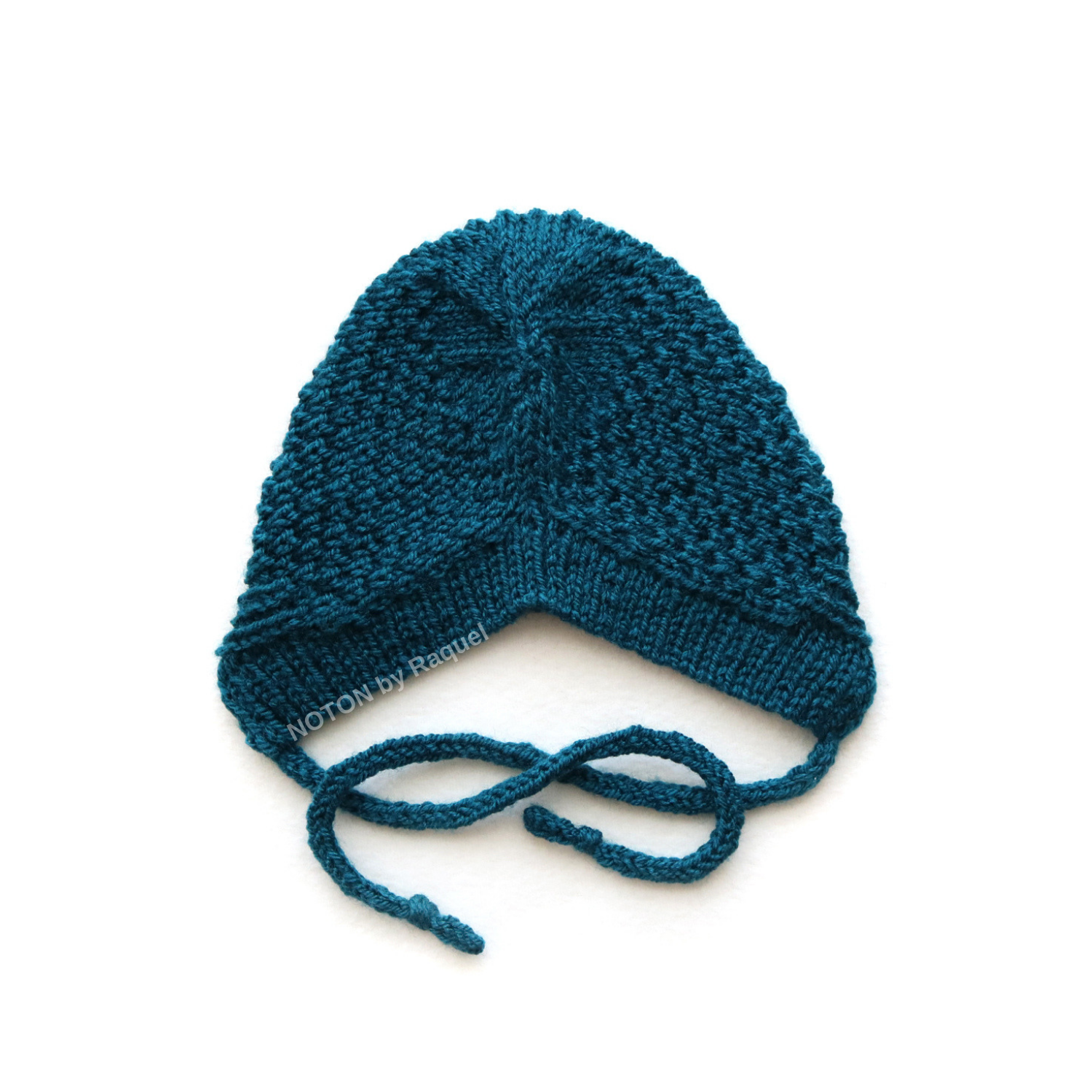 Touca de inverno para bebé em tricot artesanal na cor azul teal NOTON by Raquel KIDS